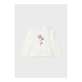Mayoral Girls Ivory with Pink Flower Long Sleeve T-Shirt